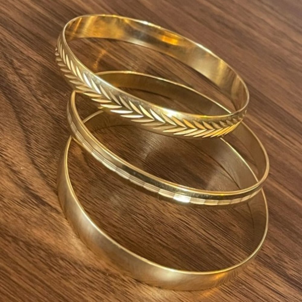 Vintage Gold Toned Bangles (set of 3) - Picture 1 of 2